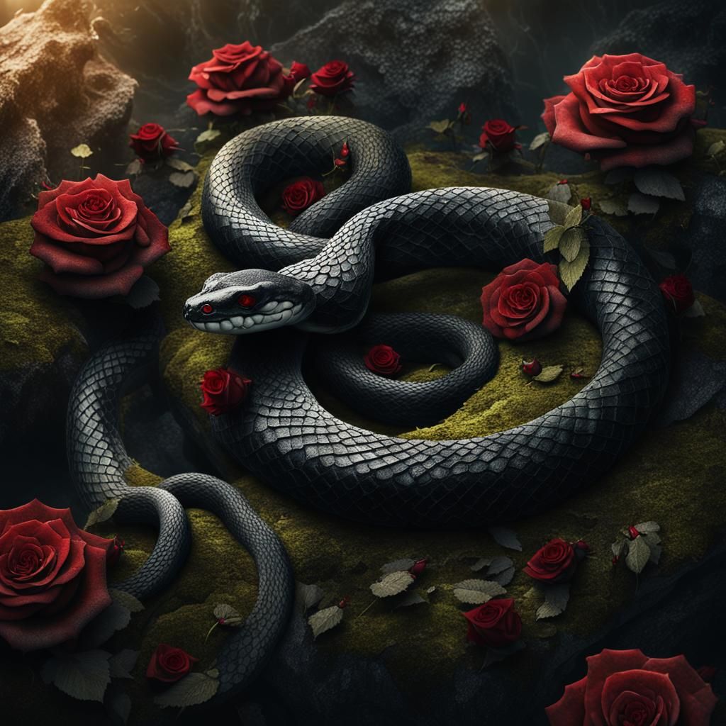 Serpent and Roses: Dark Fantasy Illustration