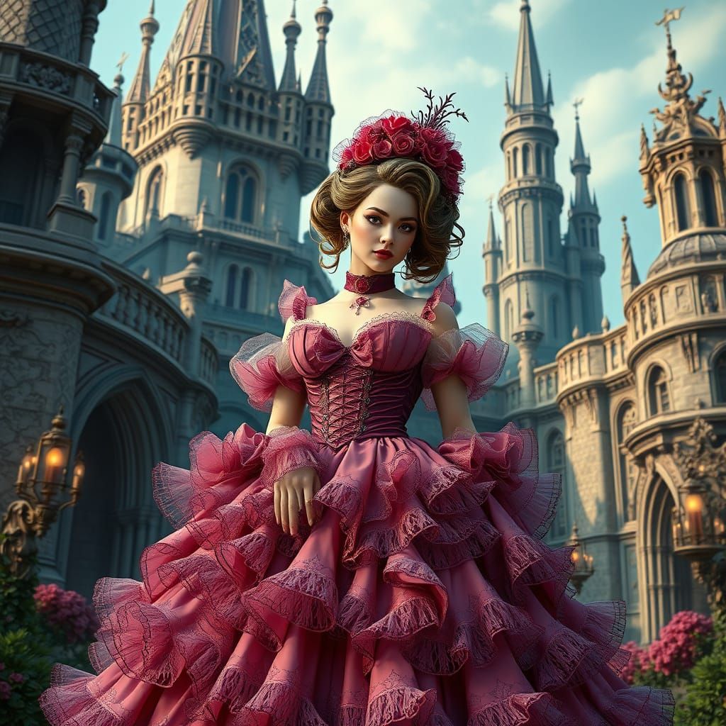 Ethereal Gothic Princess in Opulent Castle