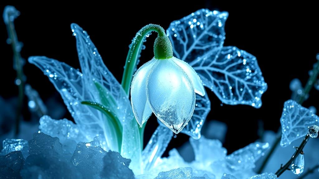 Gothic Ice Flower in Snowy Forest