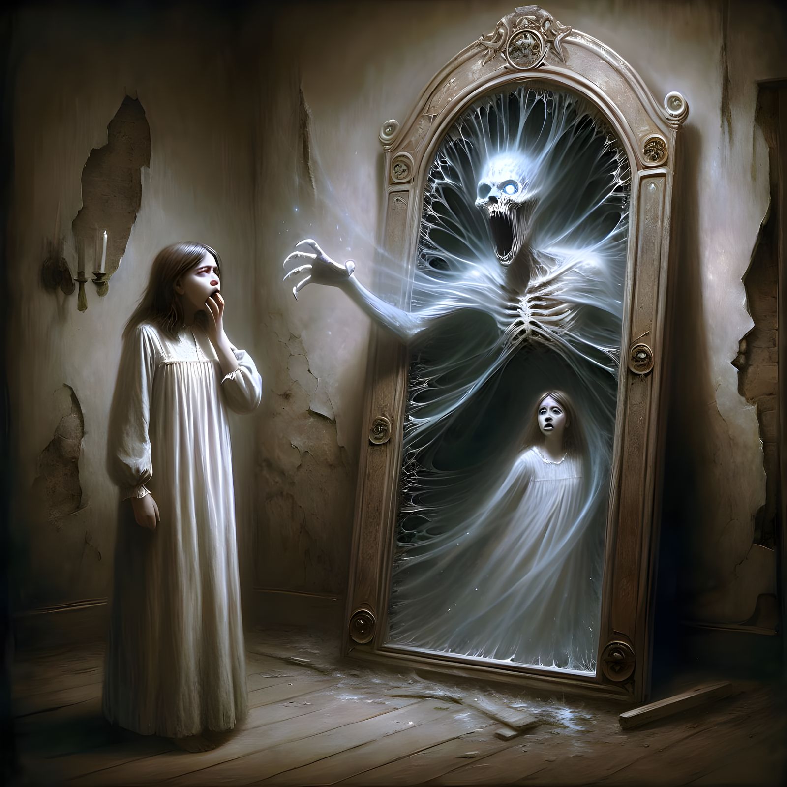 Ethereal, Gothic Vision of Deteriorating Wall with Mystical ...