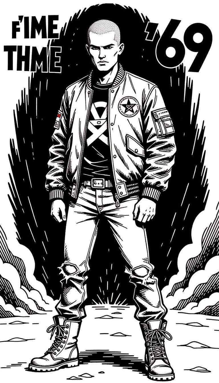 Rebellious Young Man in Graphic Novel Style