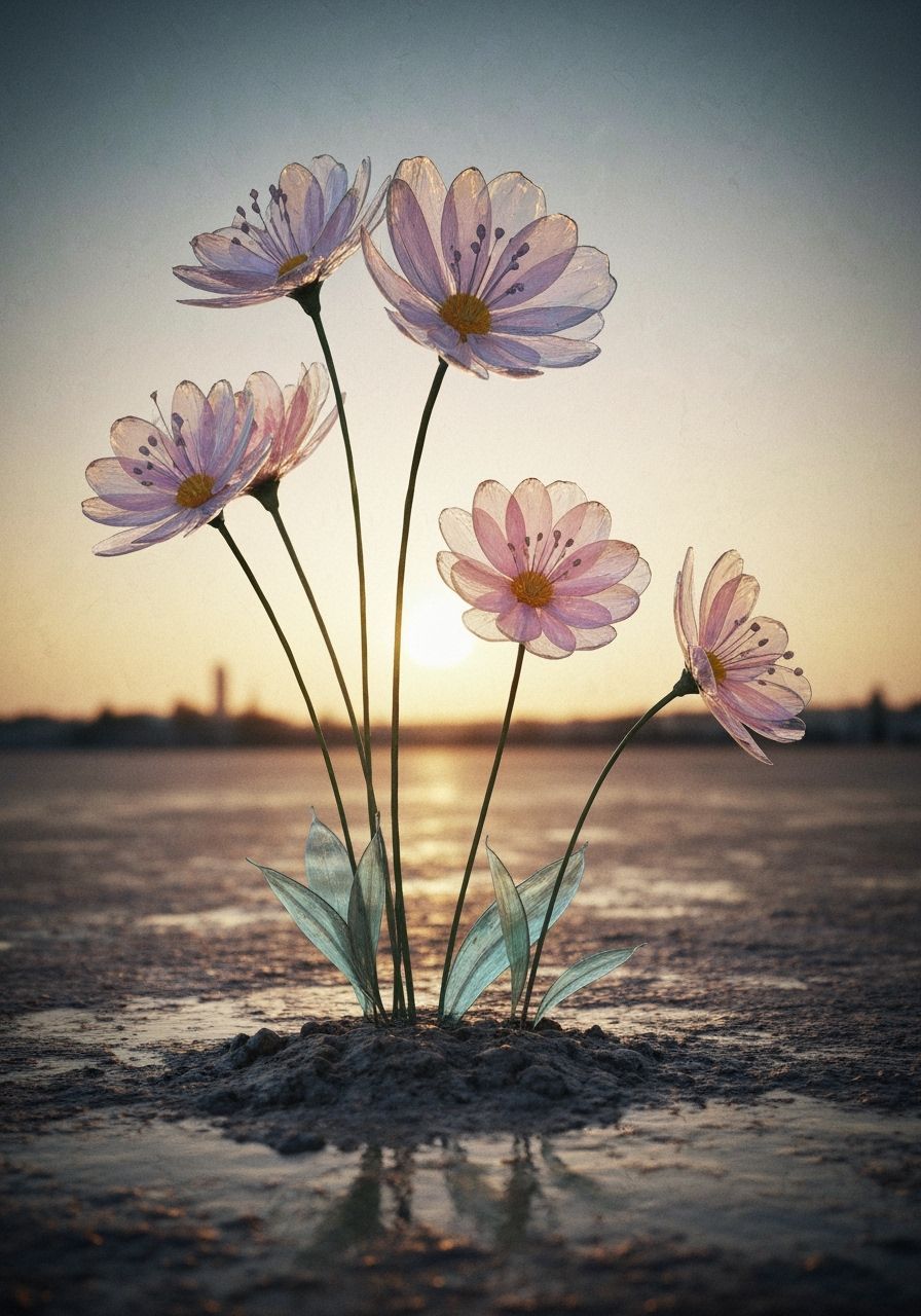 Pastel Glass Flowers Grow From Ground in Surreal Cyprus Land...