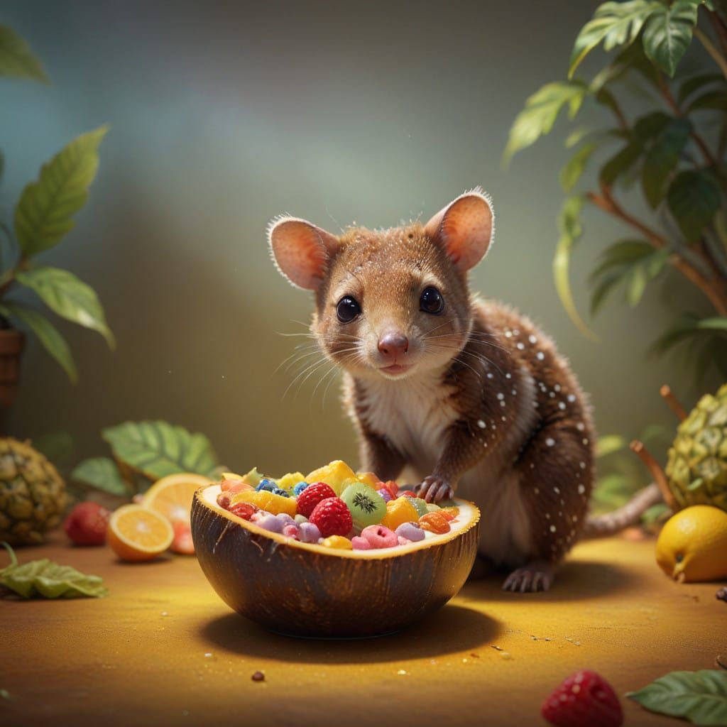 Whimsical Quoll Portrait in Vibrant Colors
