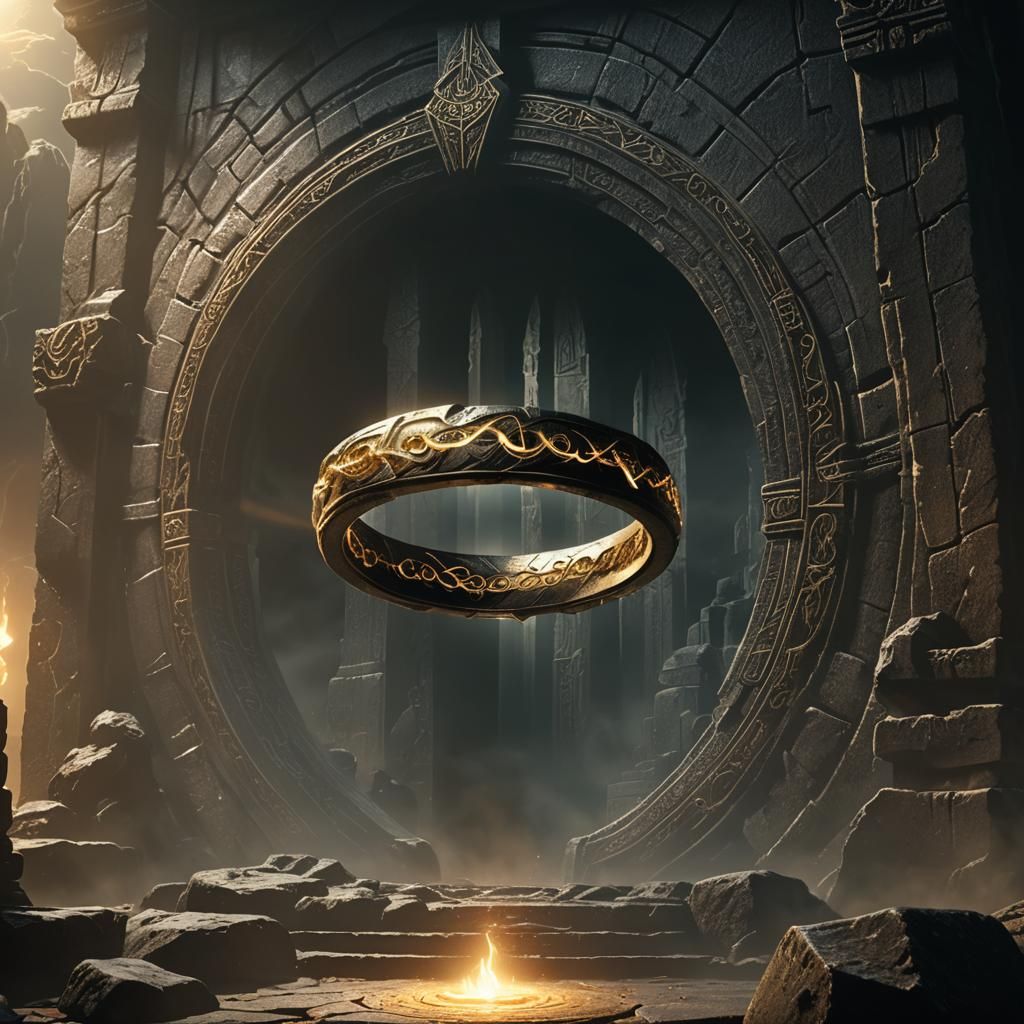 Glowing Magic Ring in Ancient Temple Digital Art