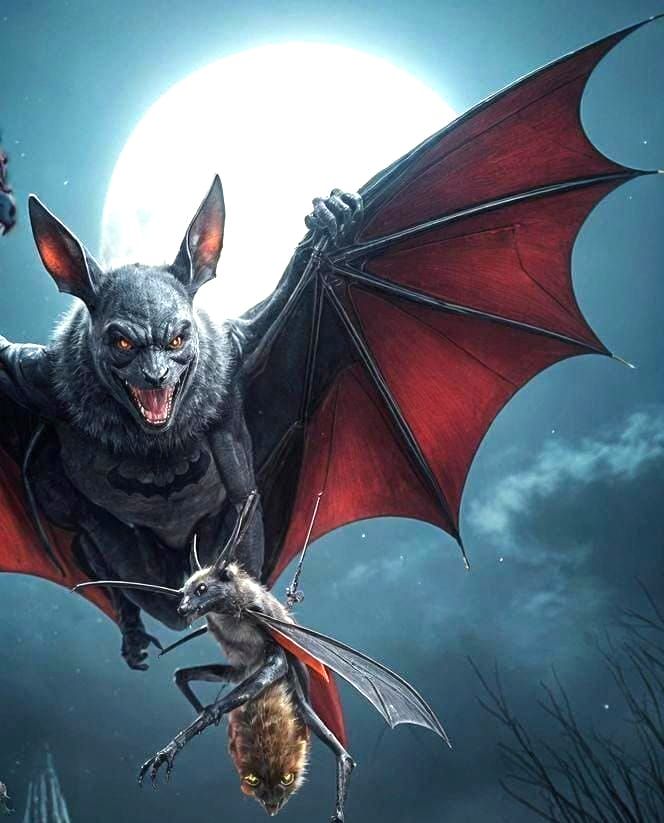 Bat in Batman Shirt Double Exposure Matte Painting