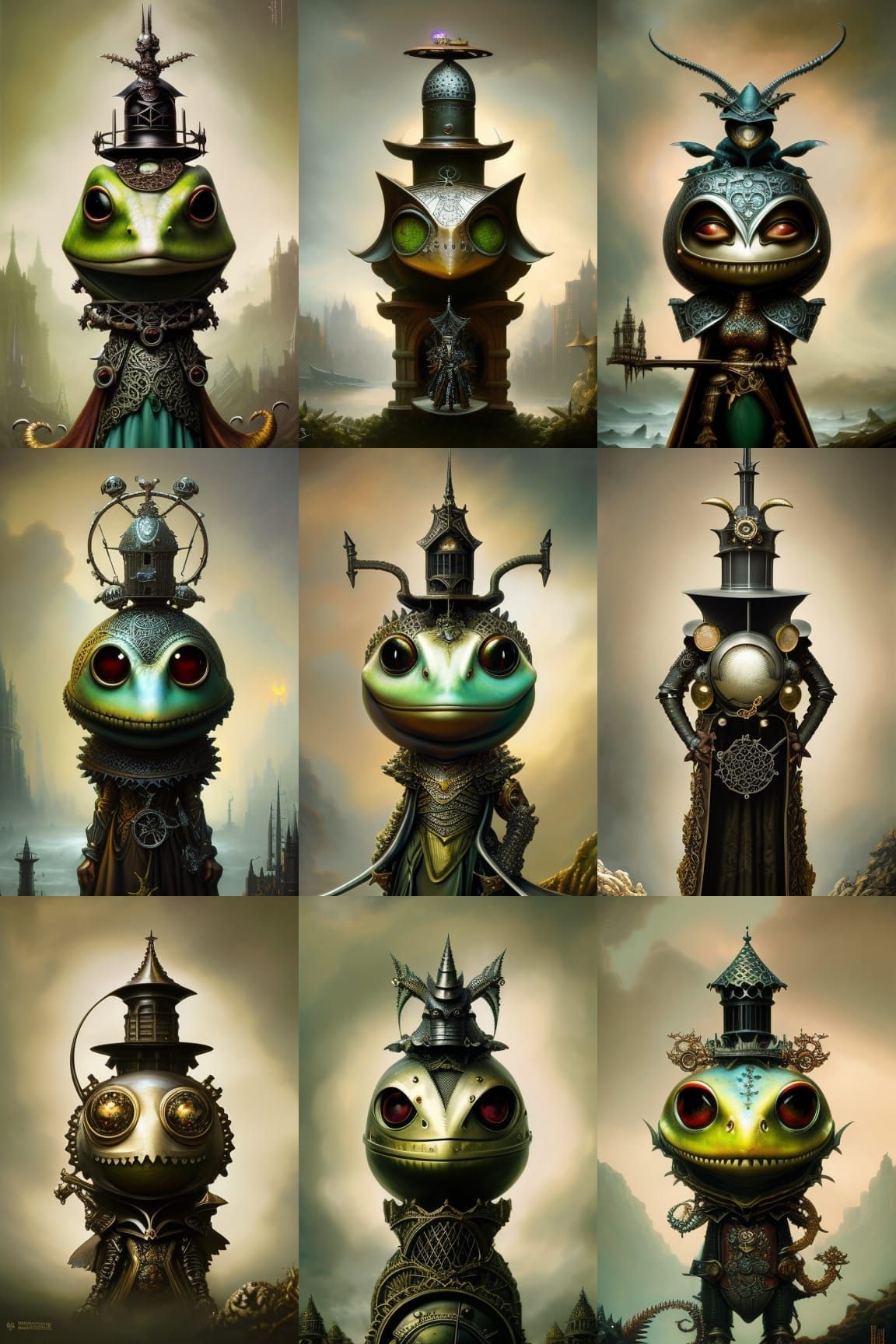 Steampunk Armored Gecko Knight in Hyperreal Style