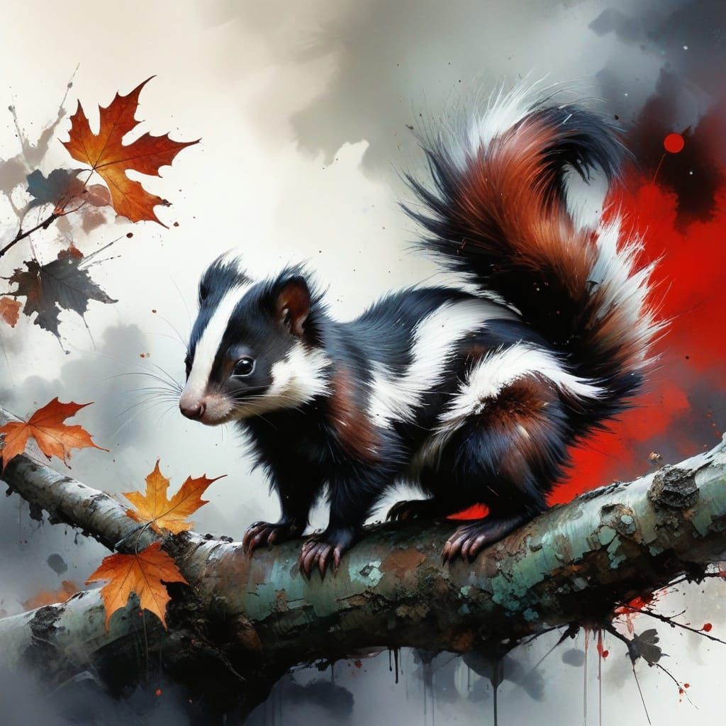 Surreal Skunk in Autumn Masterpiece