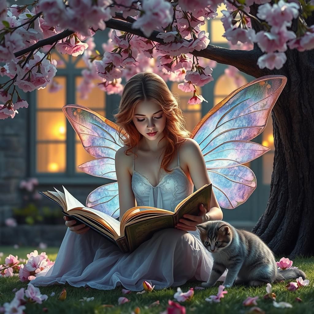 Fairy Reads Spellbook in Cherry Garden