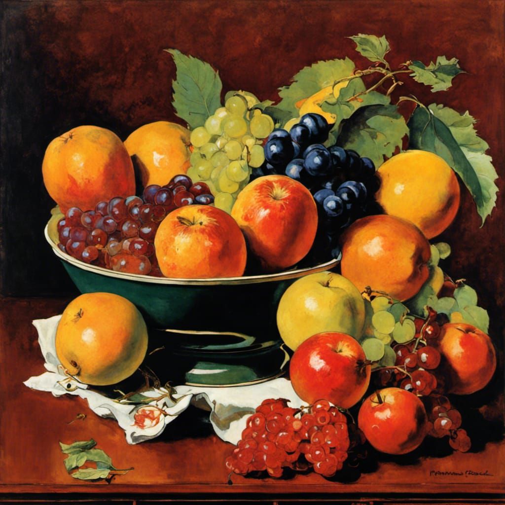 Bowl of Fruit by Norman Rockwell
