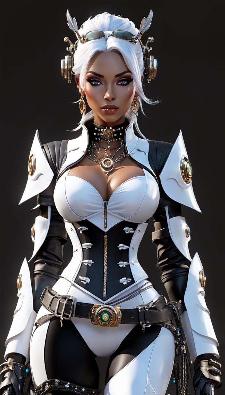 Cyberpunk Pirate Goddess with Intricate Steampunk Details