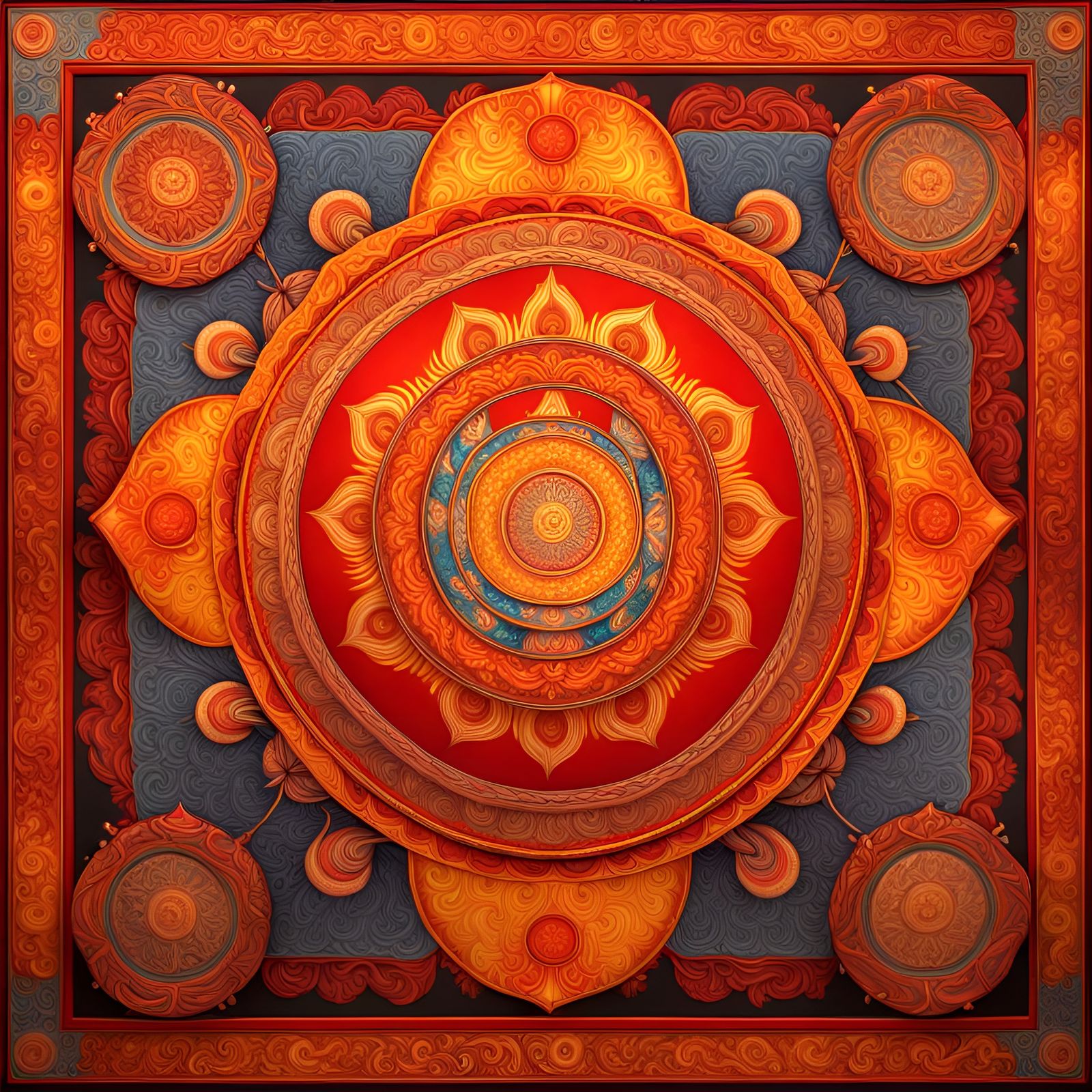 Flaming Inferno: Mongolian Thangka Silk Appliqué