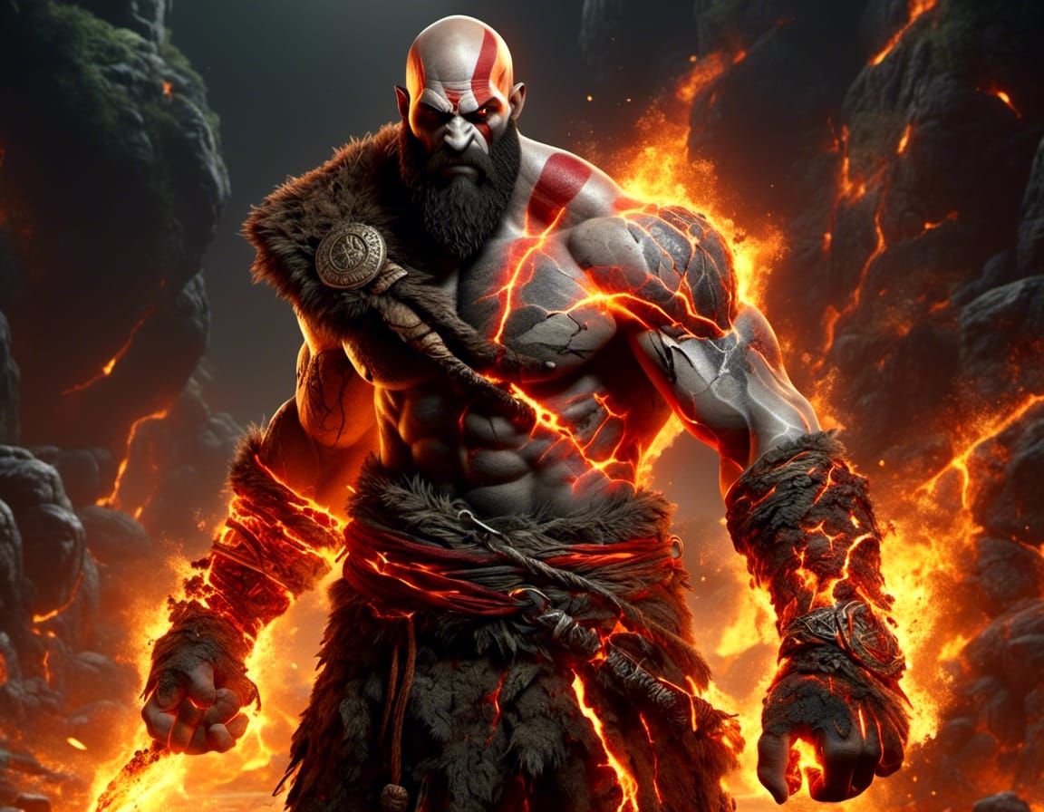 Magma Kratos PS5 Game Character Concept Art