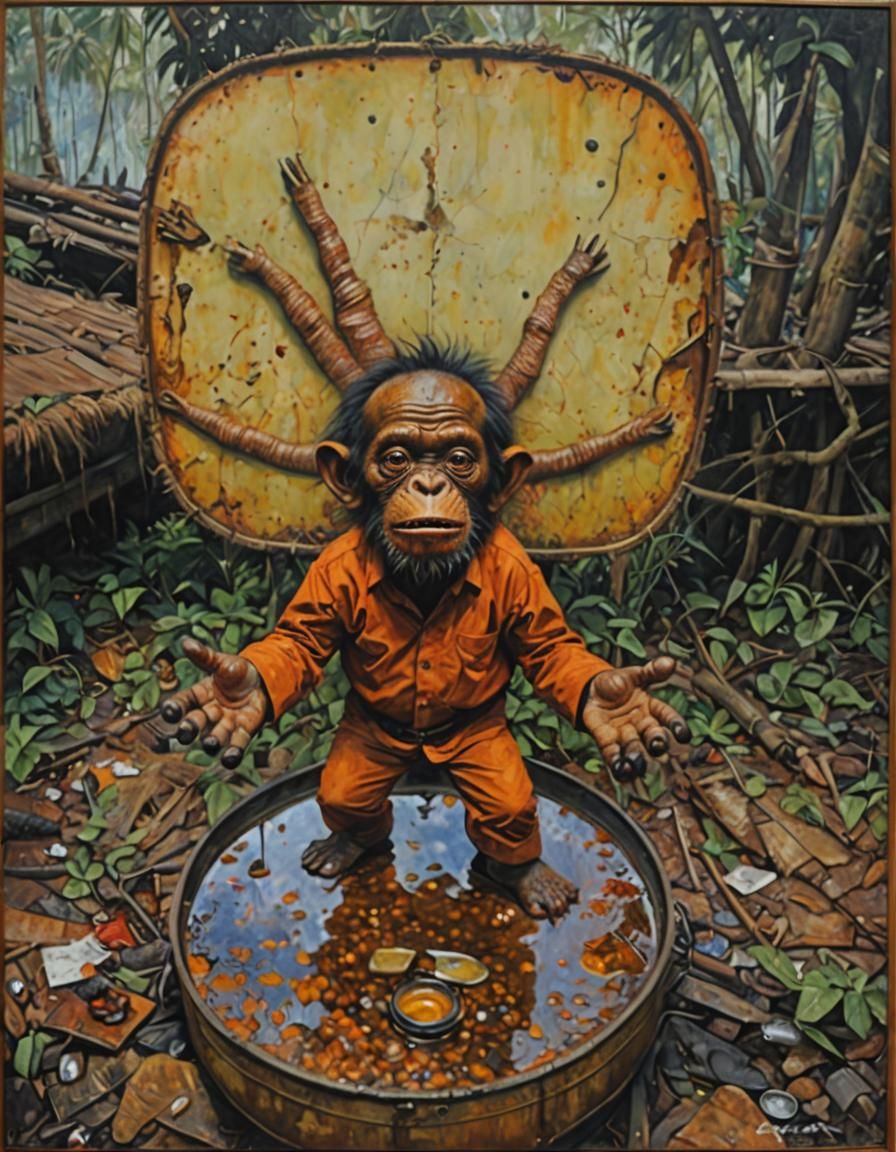 Disturbing Orang Minyak Oil Painting