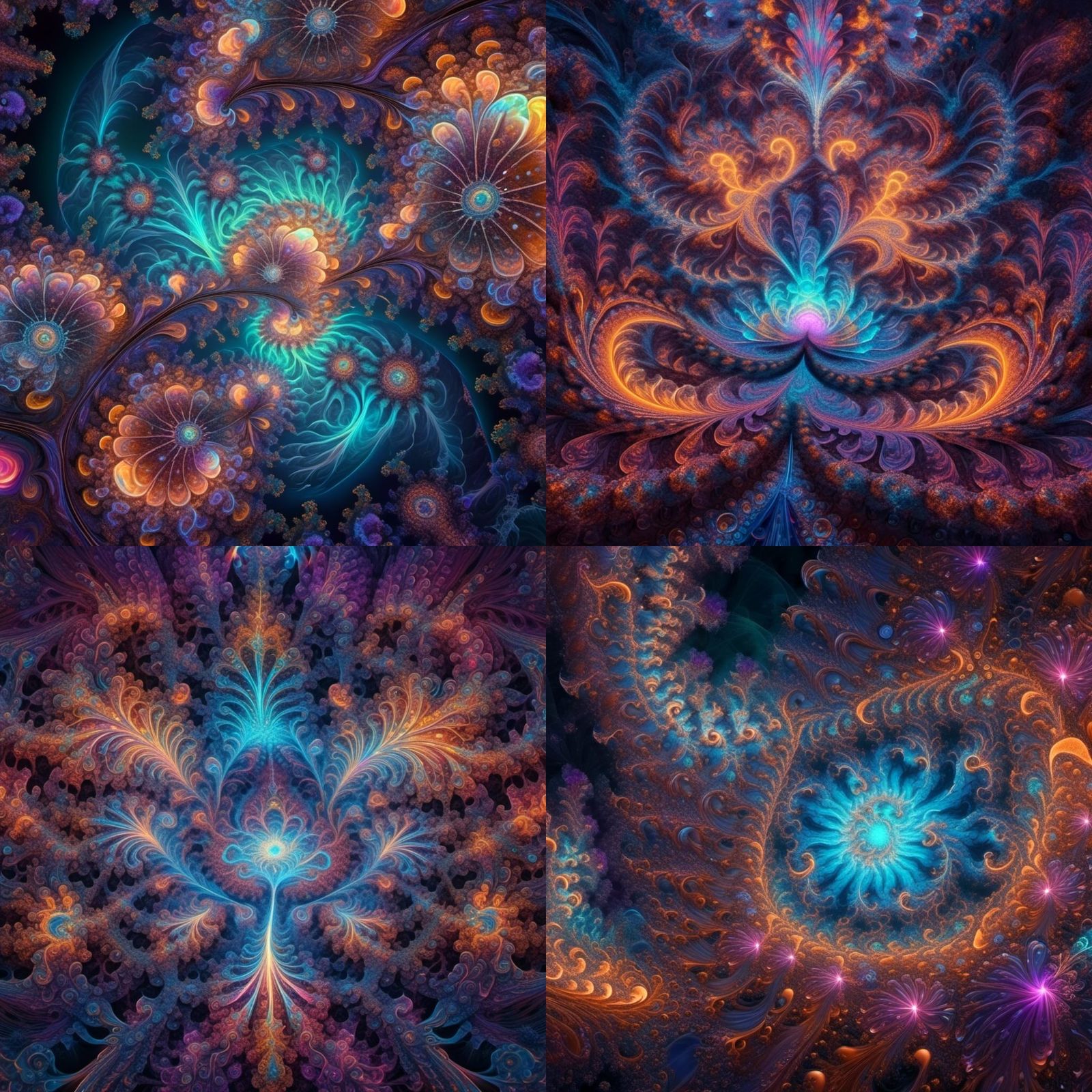 Iridescent Mandelbrot Fractal in Mixed Media Style