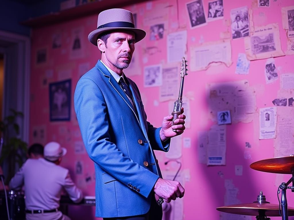 Sultry Blues Musician in Smoky Nightclub