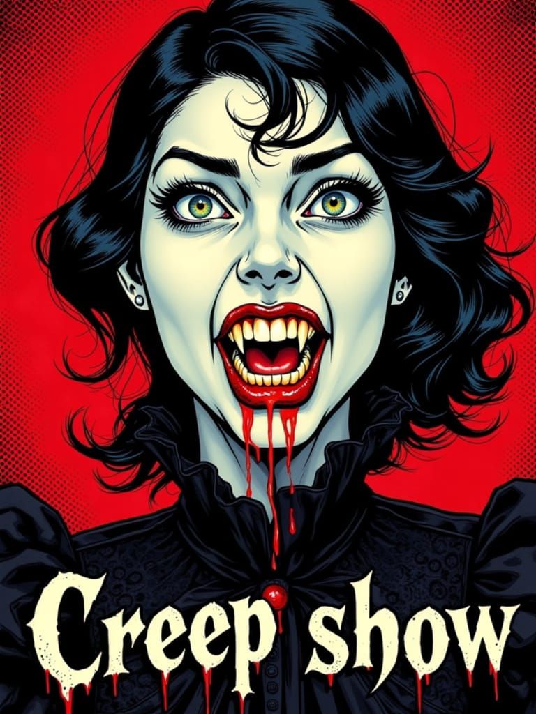 Gothic Vampire Goddess in Graphic Novel Style