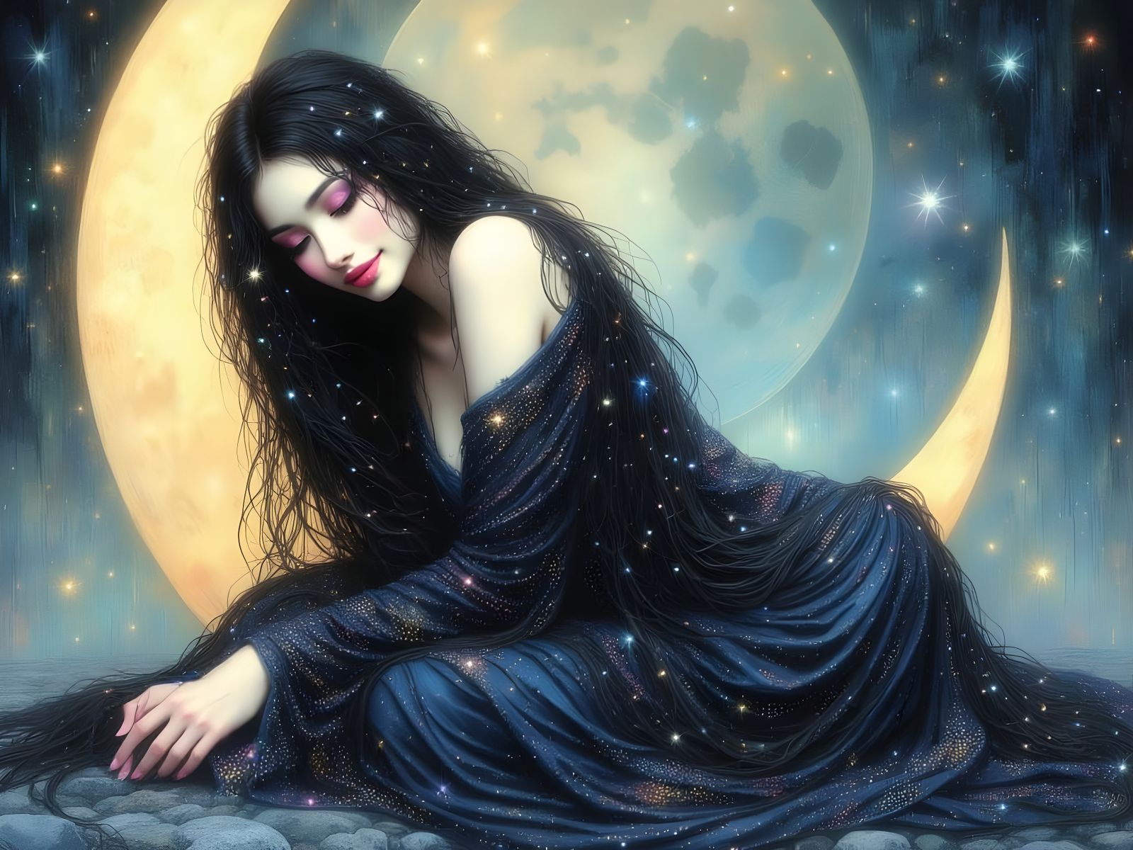 Norse Goddess of the Moon in a Soft, Ethereal Landscape