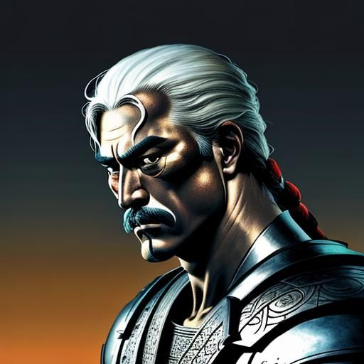 Achilles Portrait in Surreal Ukiyo-e Style