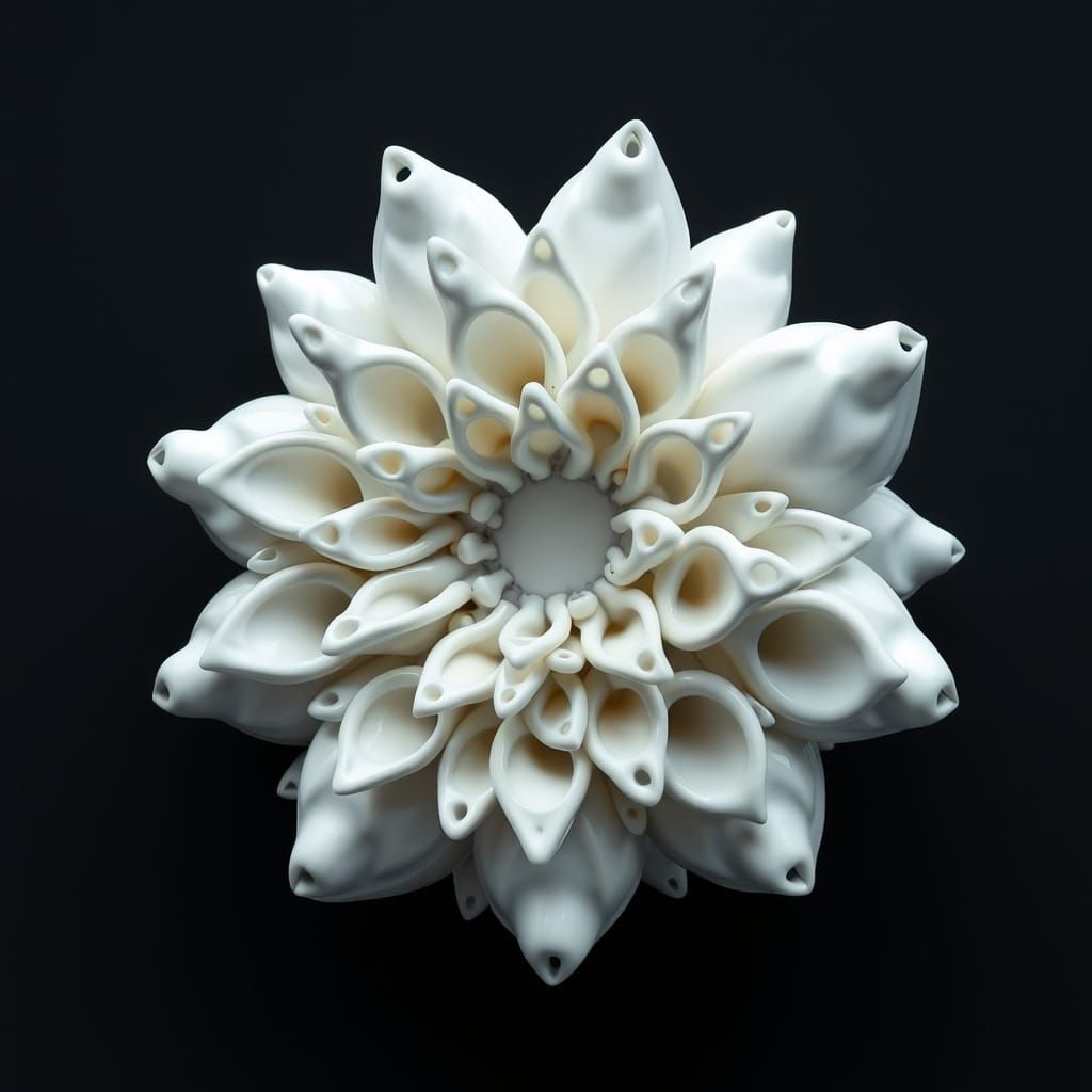 Weird Fractal Porcelain Flower: Bizarre 3D Construction