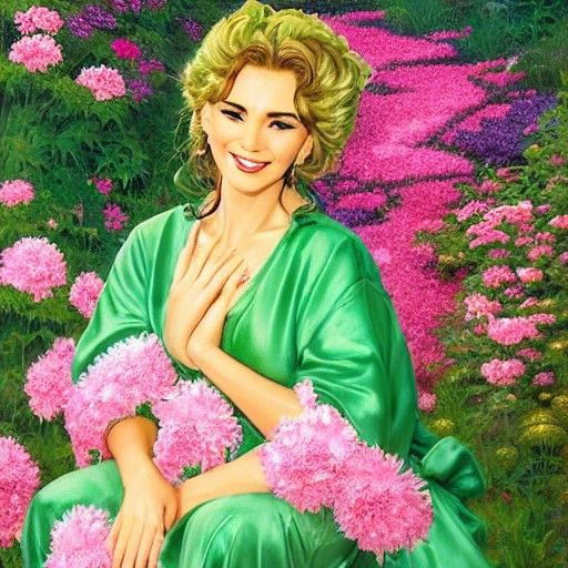 Glamorous Portrait in a Flower Garden