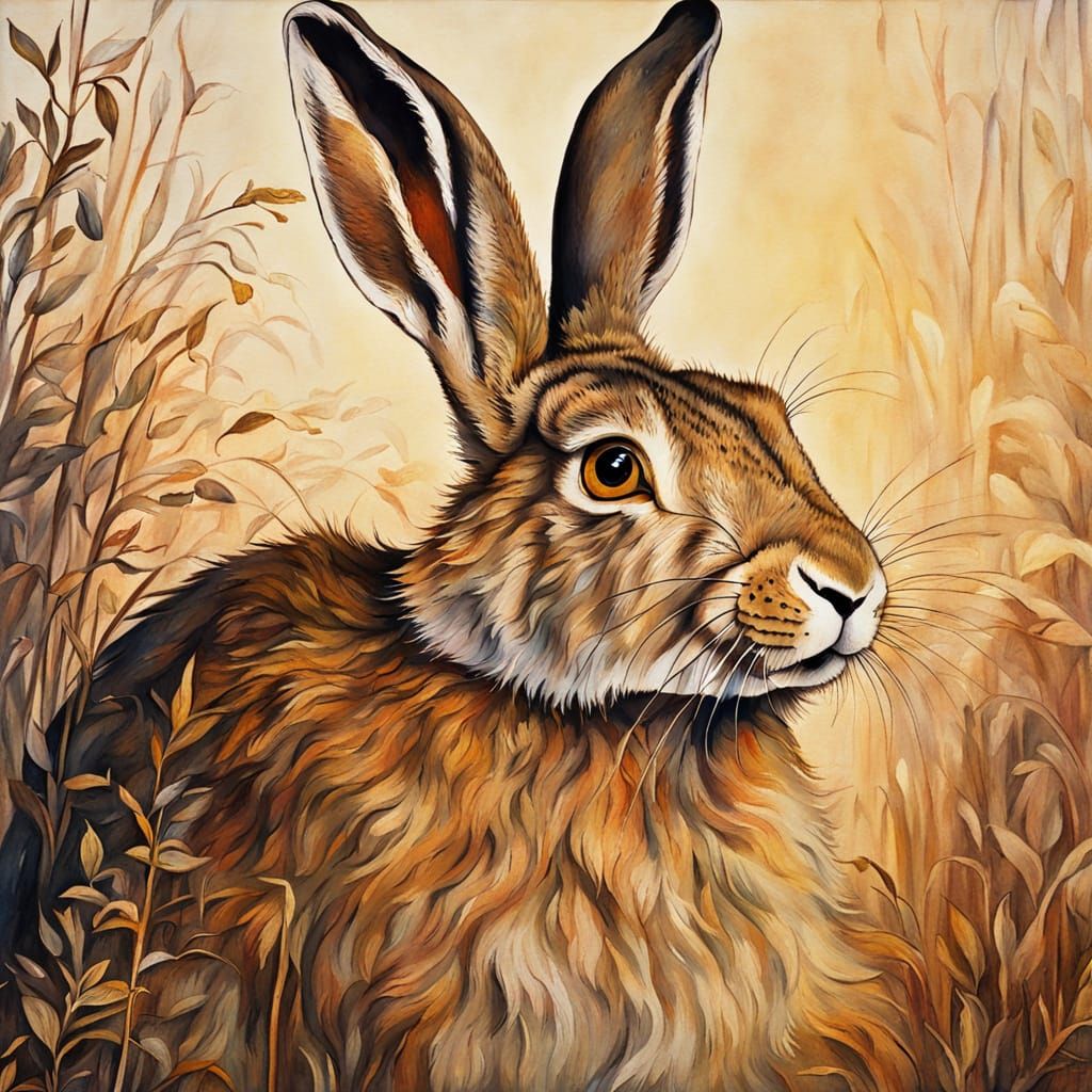 Laughing Hare in Albrecht Dürer Style