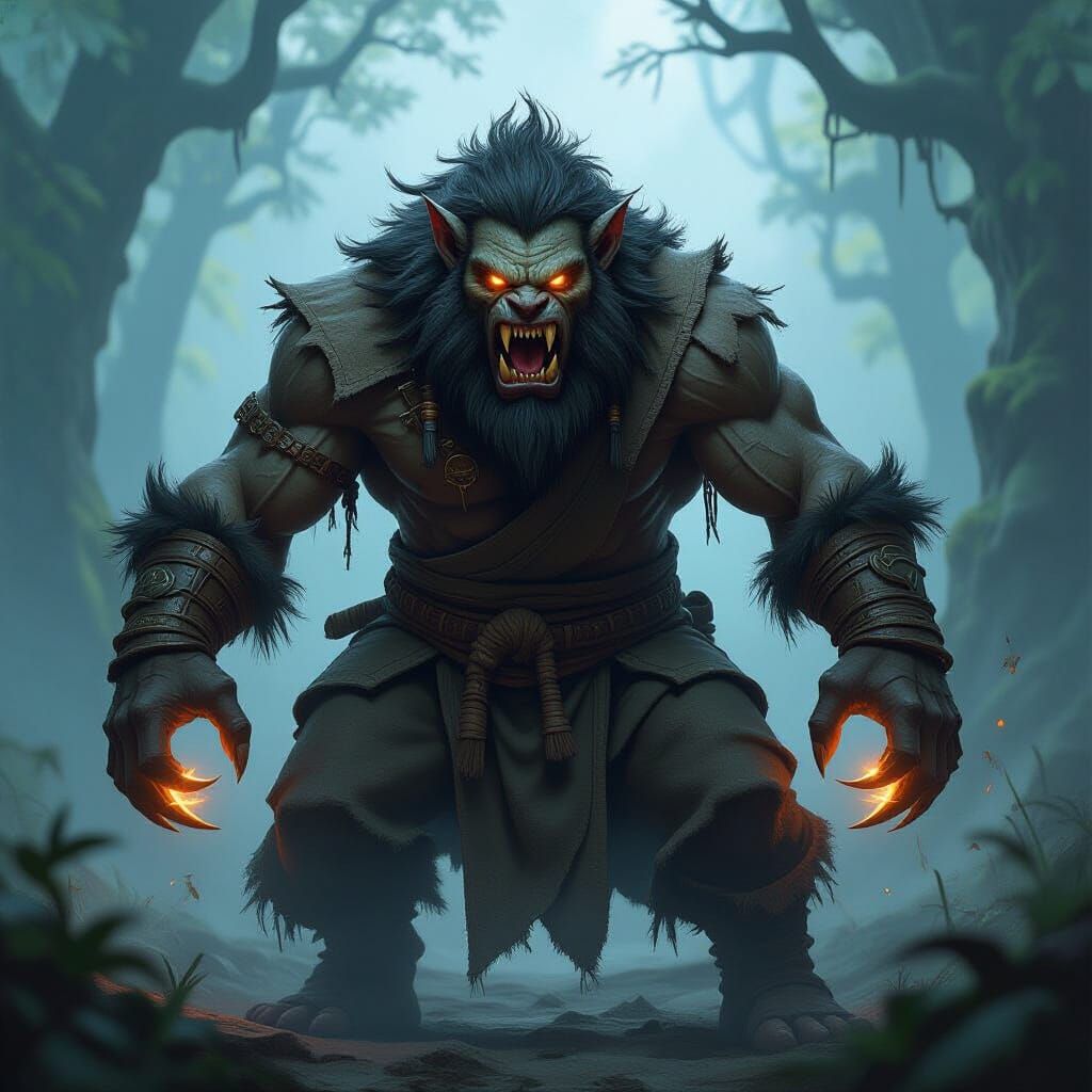 Ferocious Bugbear Warrior in Ancient Forest
