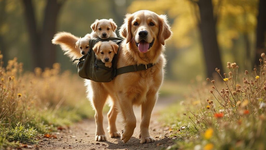 Golden Retriever with Puppy Subwoofers
