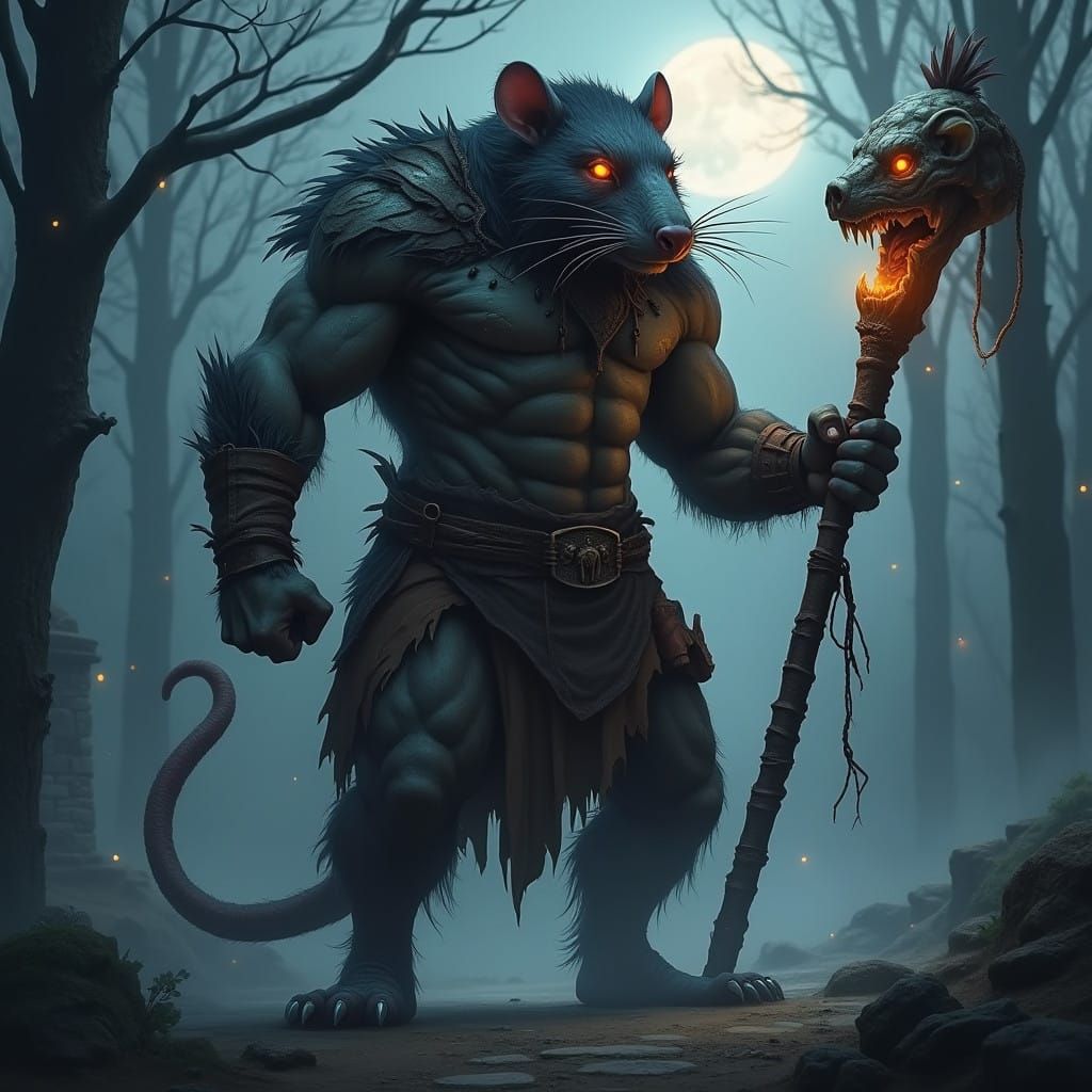 Moonlit Ratman Dominates the Ancient Forest