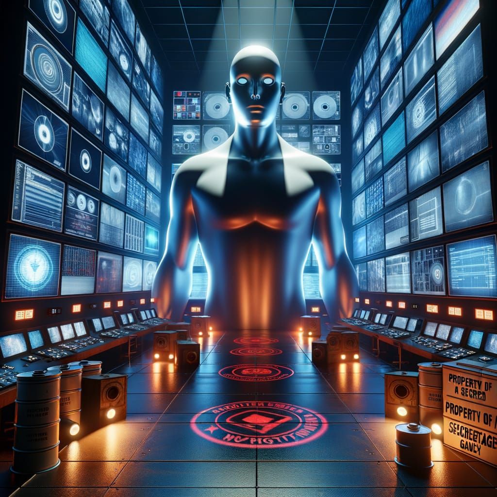 Featureless Figure in Dark Command Center