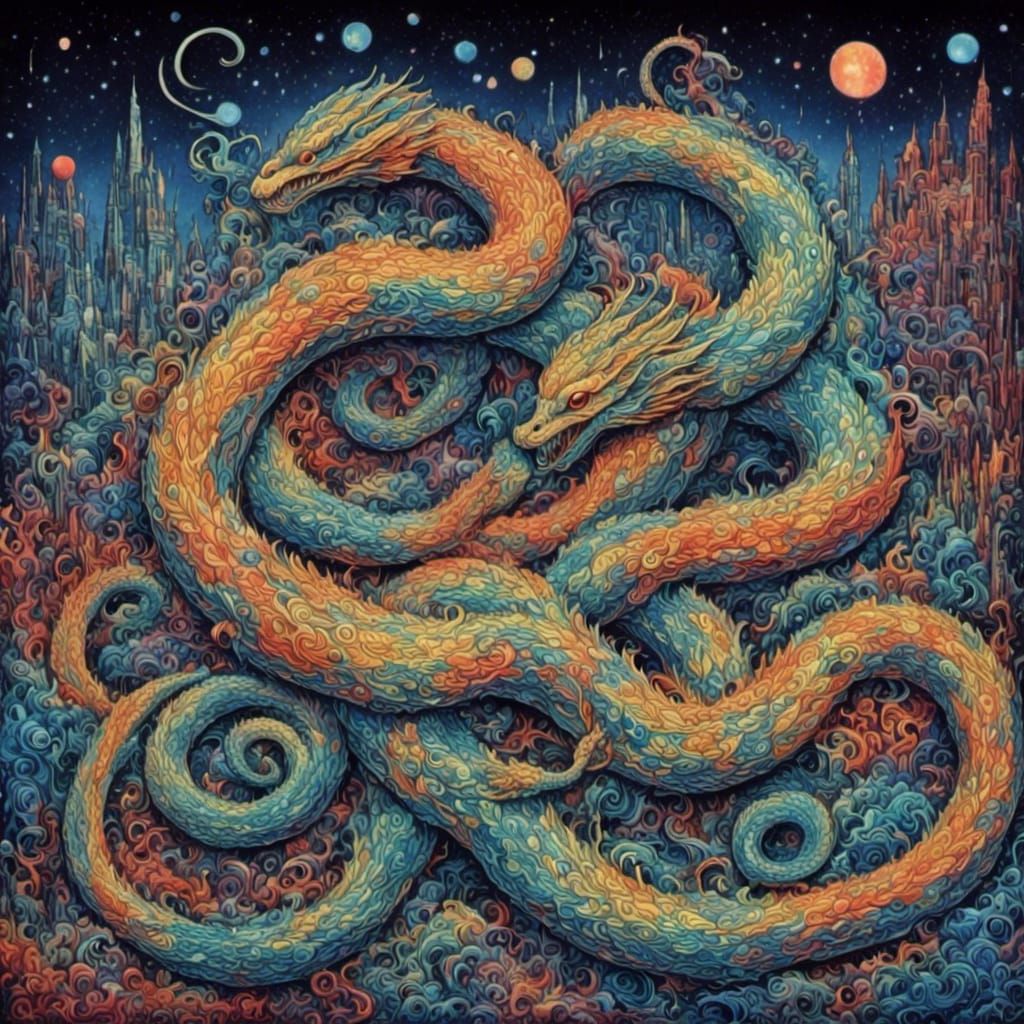 Rainbow Serpent with Cosmic Eyes
