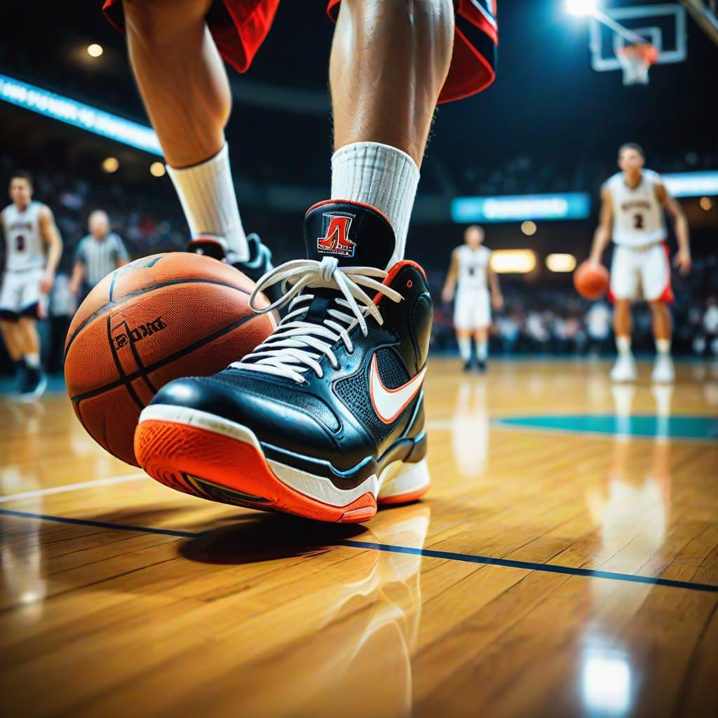 Low Angle Close-Up of Basketball Shoe
