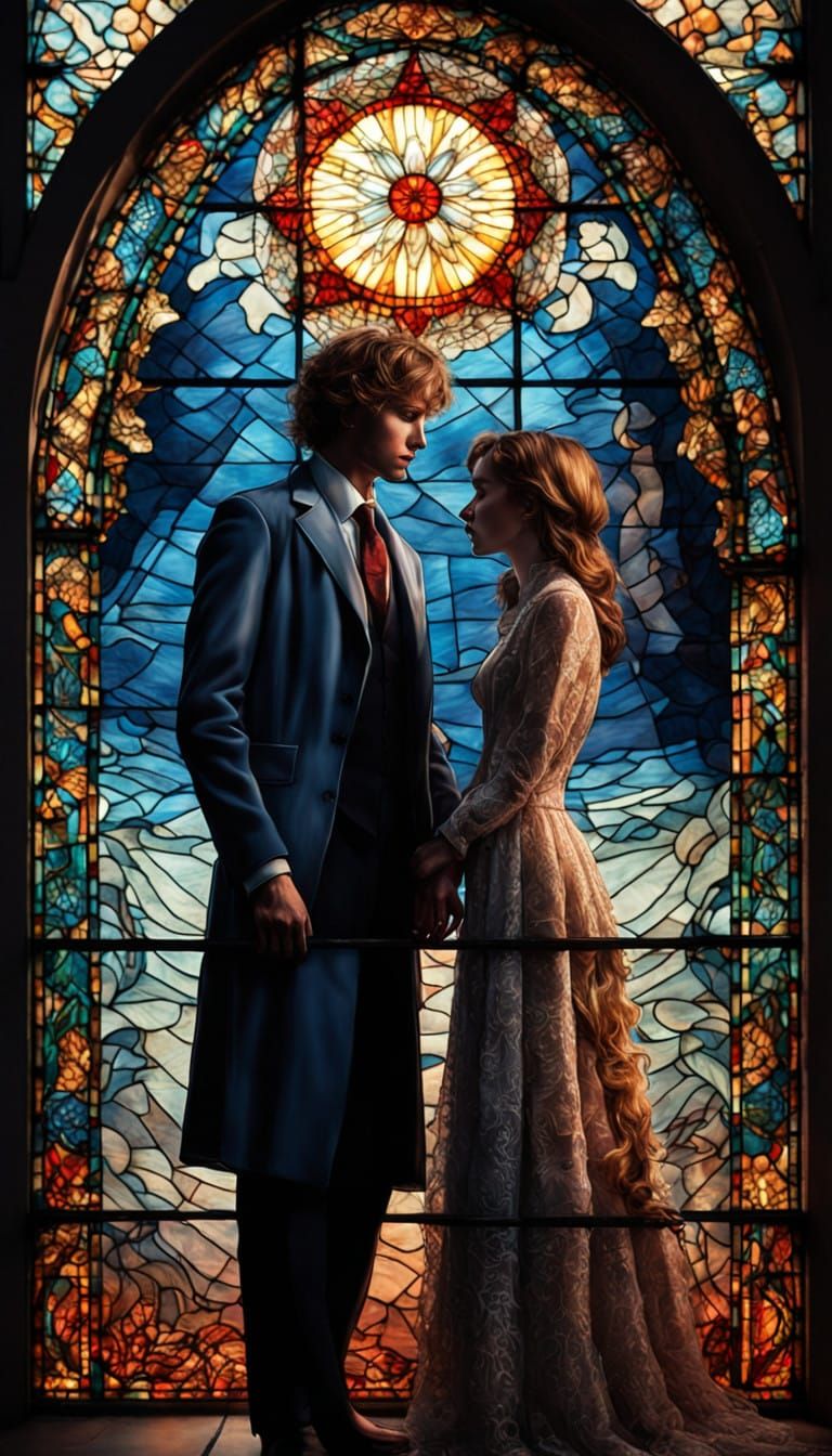 Stained Glass Lovers in Elegiac Harmony