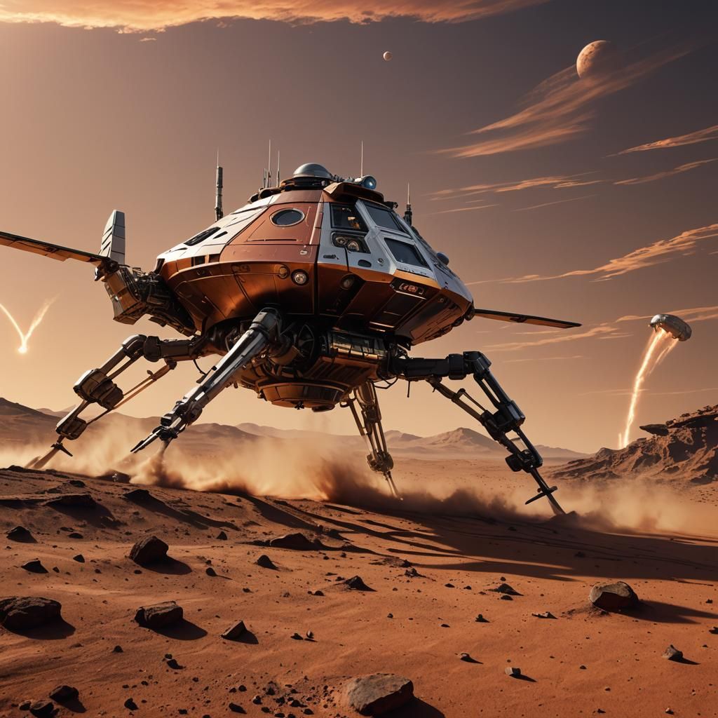 NASA Spacecraft Landing on Mars: Futuristic Concept Art