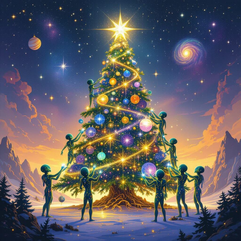 Ancient Aliens Decorate Cosmic Christmas Tree with Planets
