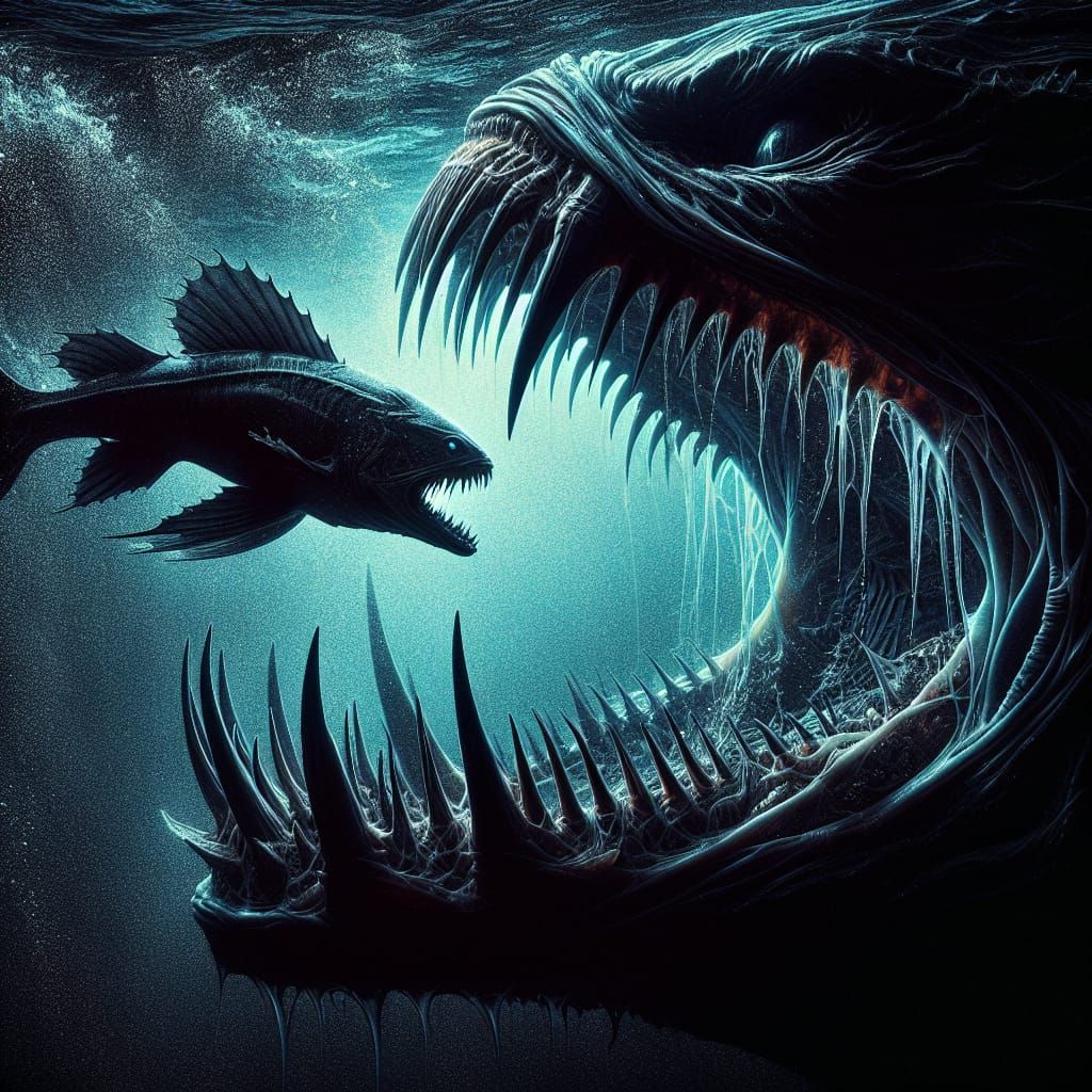 Underwater Horror in Deep-Sea Darkness