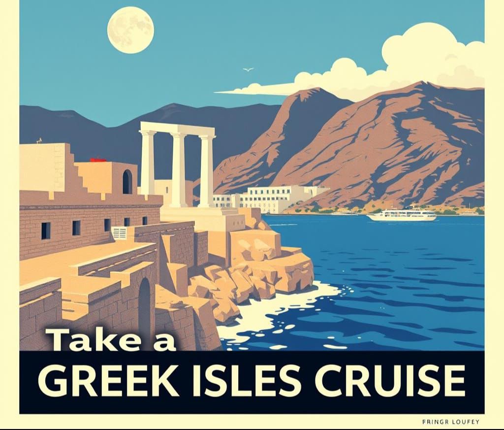 Greek Isles Cruise: Vintage Travel Poster