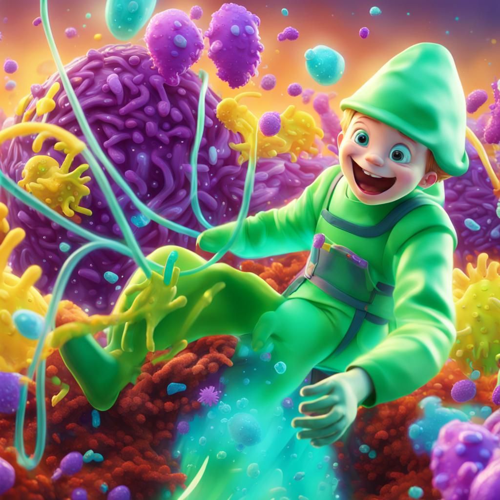 Smiling Bacteria and Children Clean Earth: Pixar-Inspired Ar...