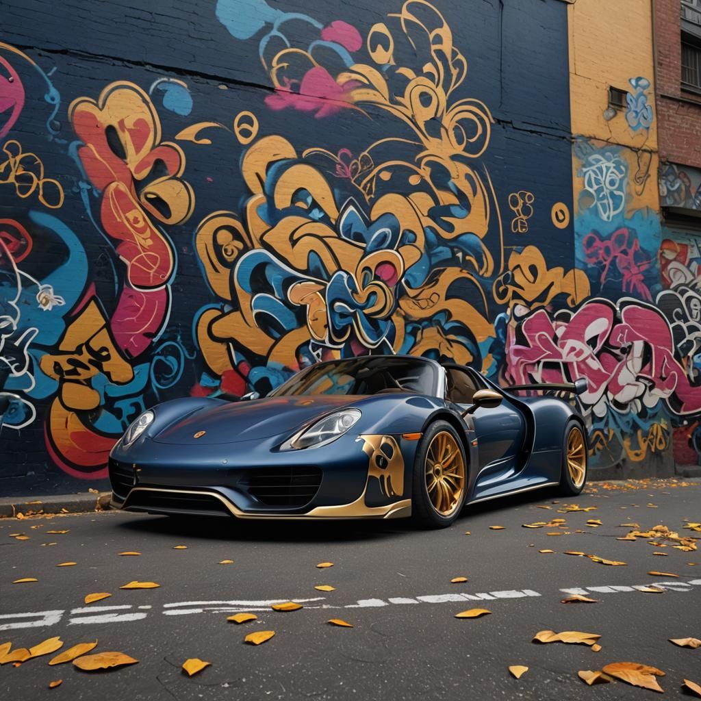 Midnight Blue Porsche 918 Spyder in Digital Matte Painting