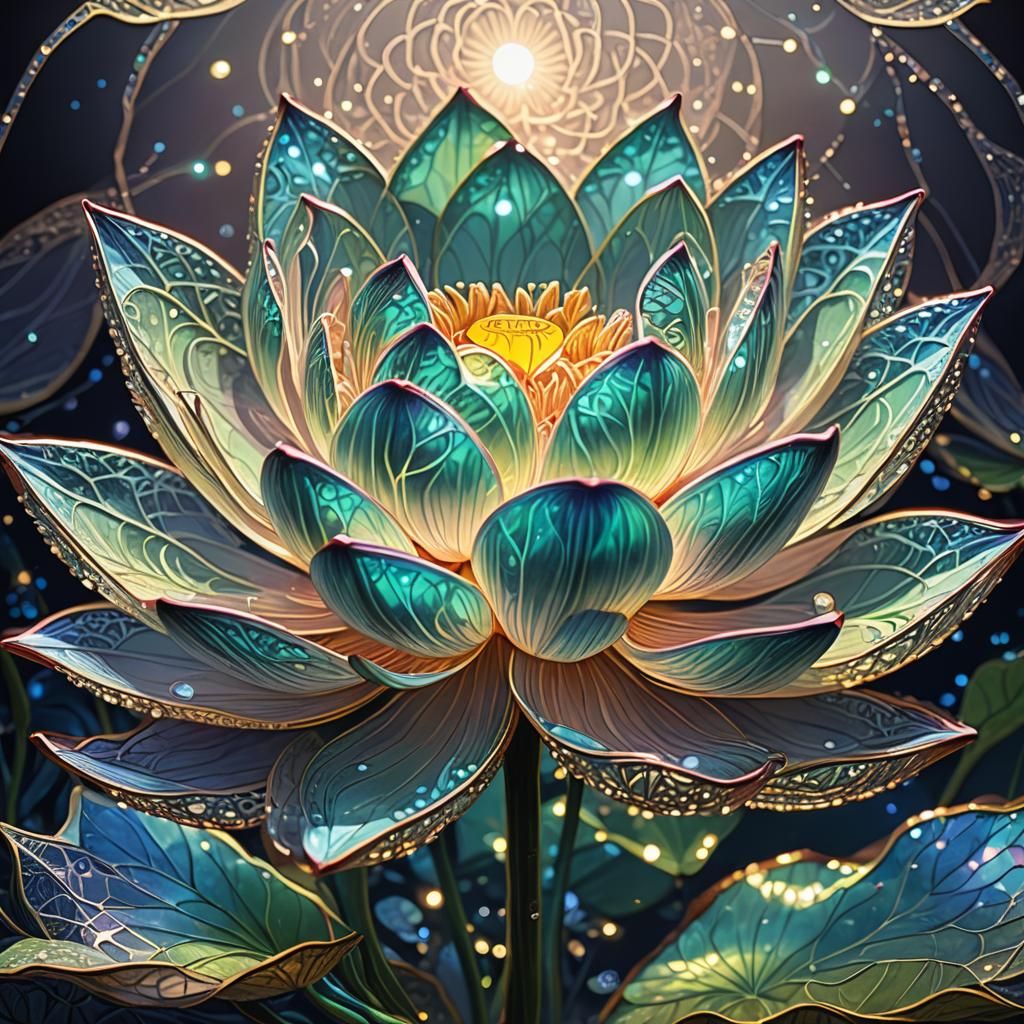 Luminescent Lotus with Iridescent Petals
