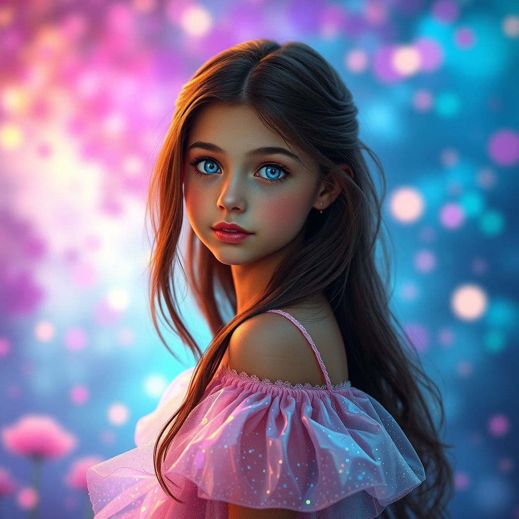 Girl with Blue Eyes in Dreamlike Fantasy Art