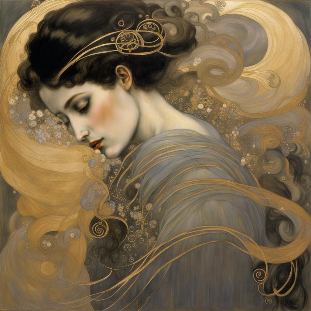 Ethereal Smoke Portraits in Art Nouveau Style