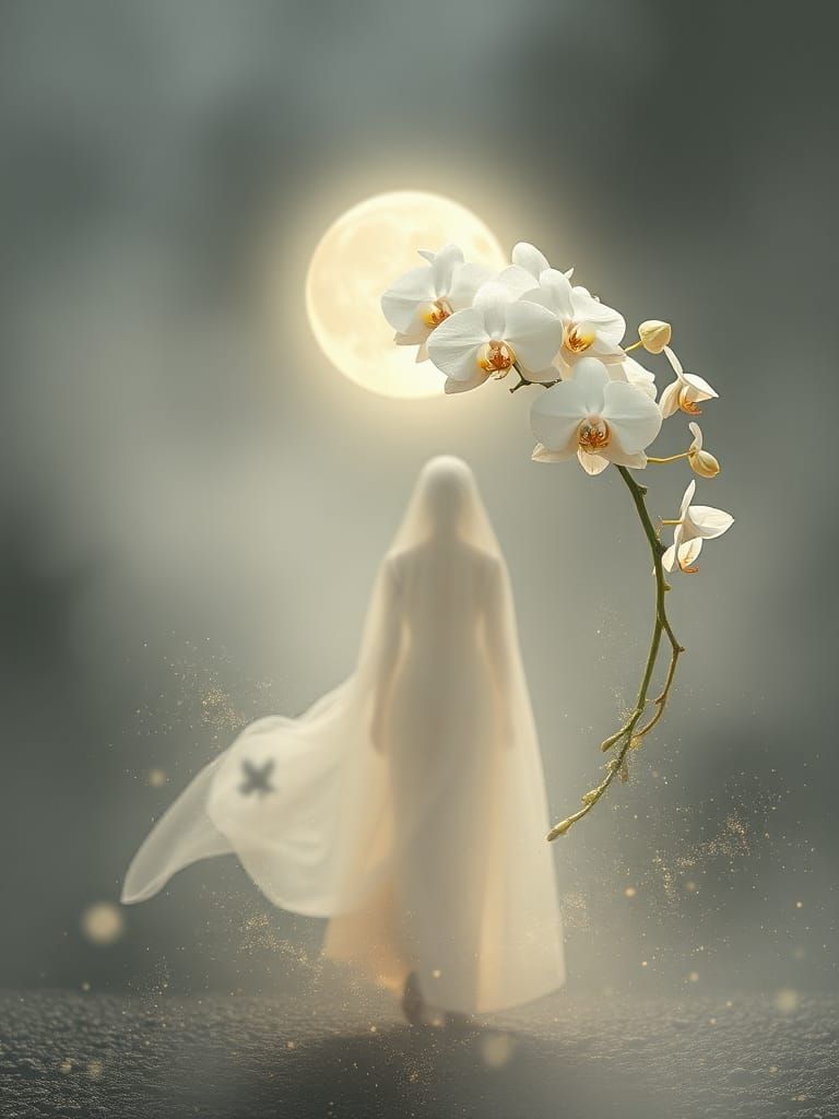 Moonlit Orchid in a Fog of Delicate Whiteness