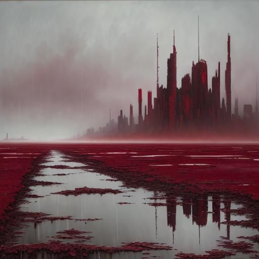 Post-Apocalyptic Wasteland in Expressionist Style