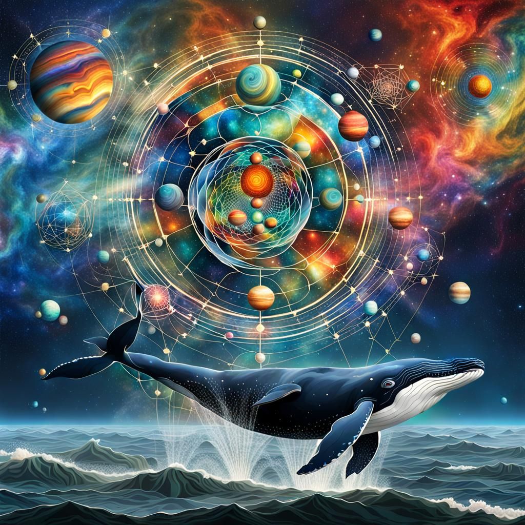 Whale Swimming in Sacred Celestial Orrery