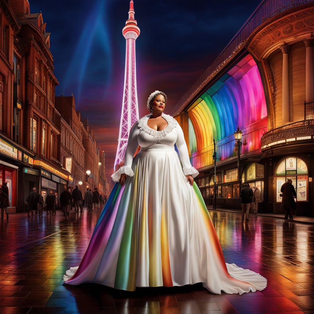 Blackpool Tower Illuminations with Women in Satin