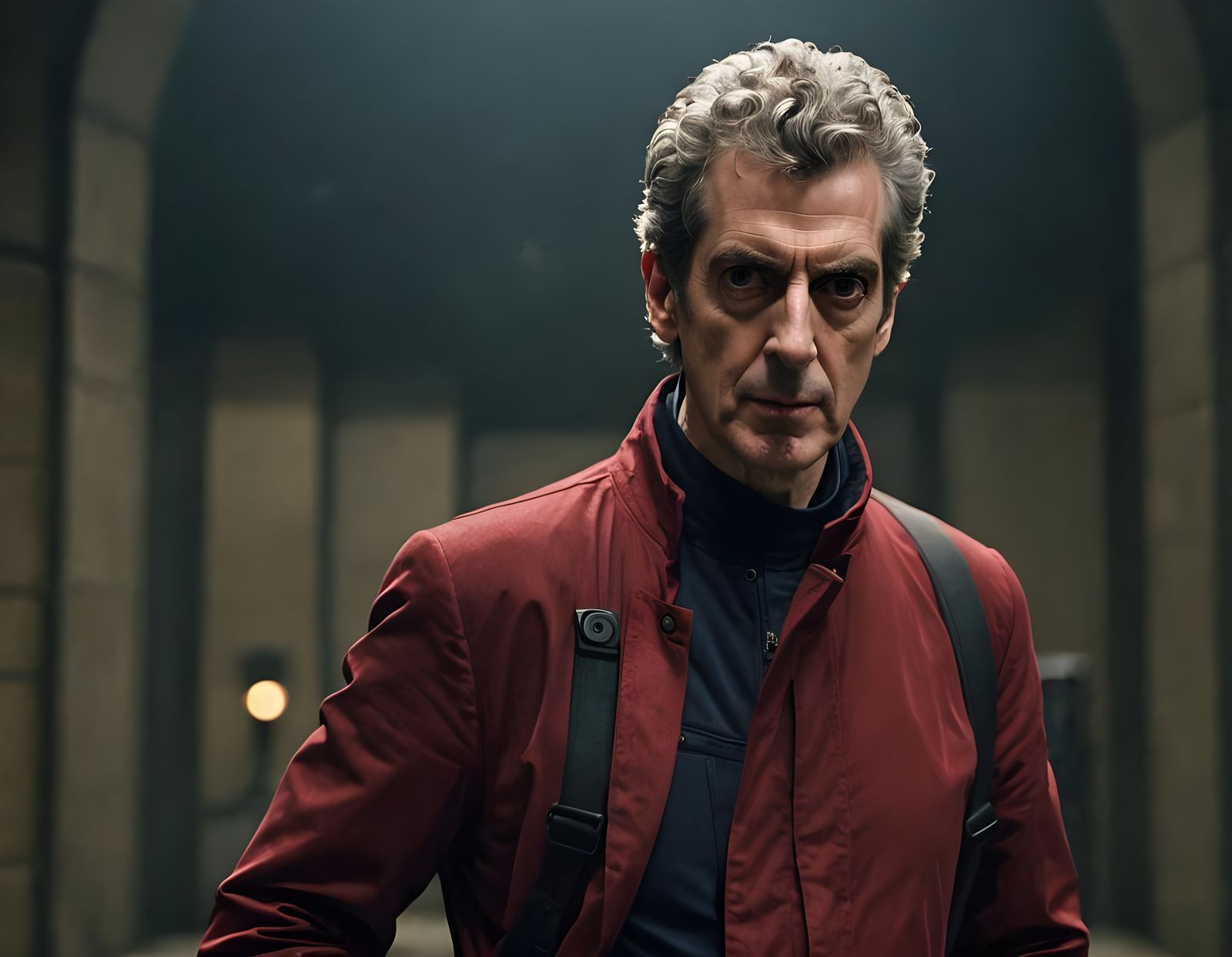 Intense Portrait of Man in Red Jumpsuit