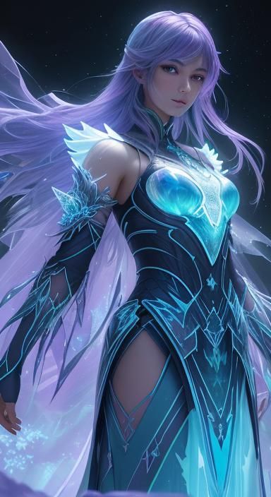 Glass Mage in Mystical Aurora Forest: Fantasy Art