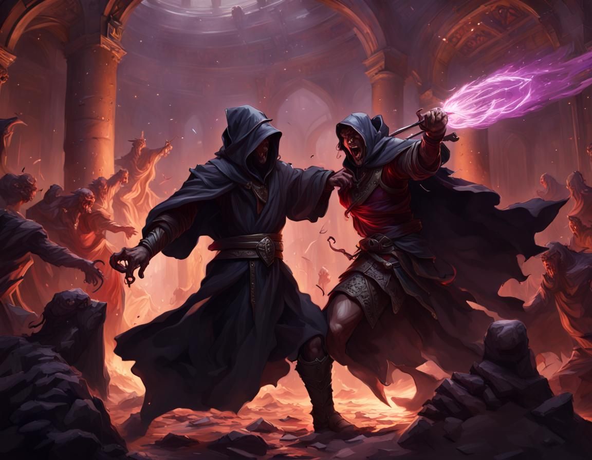 Goliath Rogue Attacked by Grick: Dark Fantasy Art