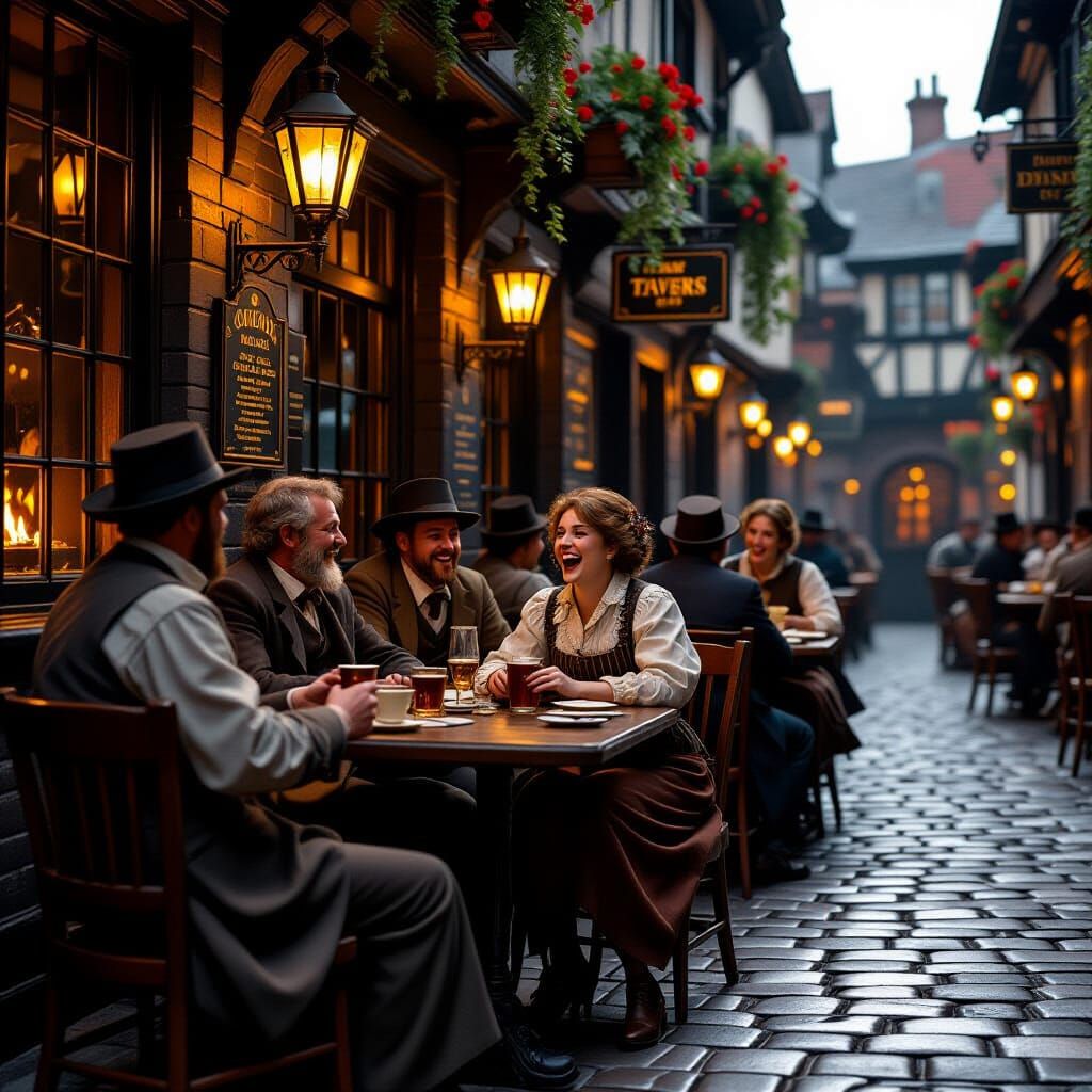 1890s Tavern Scene: Cozy Atmosphere, Working-Class Patrons