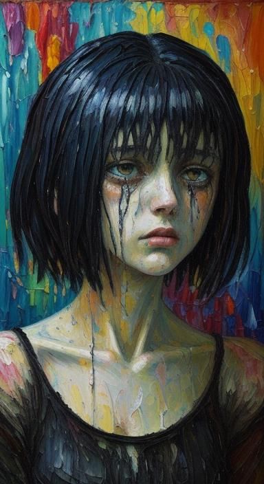 Melancholy Figure in Expressionist Oil Painting